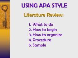 Writing a Perfect Literature Review in APA Style: Guidelines