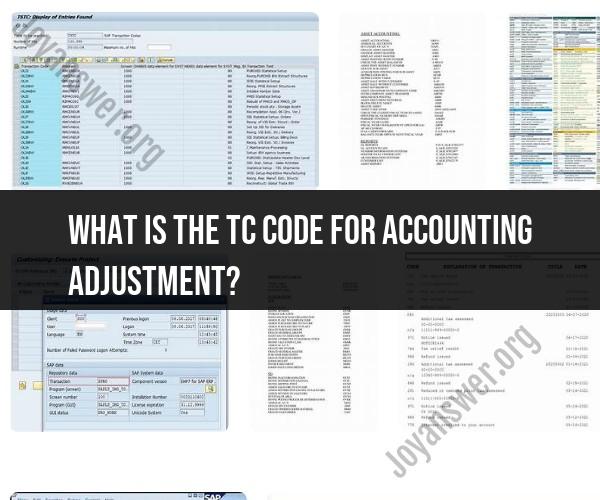 Accounting Adjustment TC Code: Financial Transactions