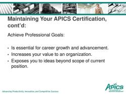 Advantages of APICS Certification: Professional Benefits