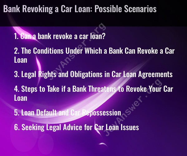 Bank Revoking a Car Loan: Possible Scenarios