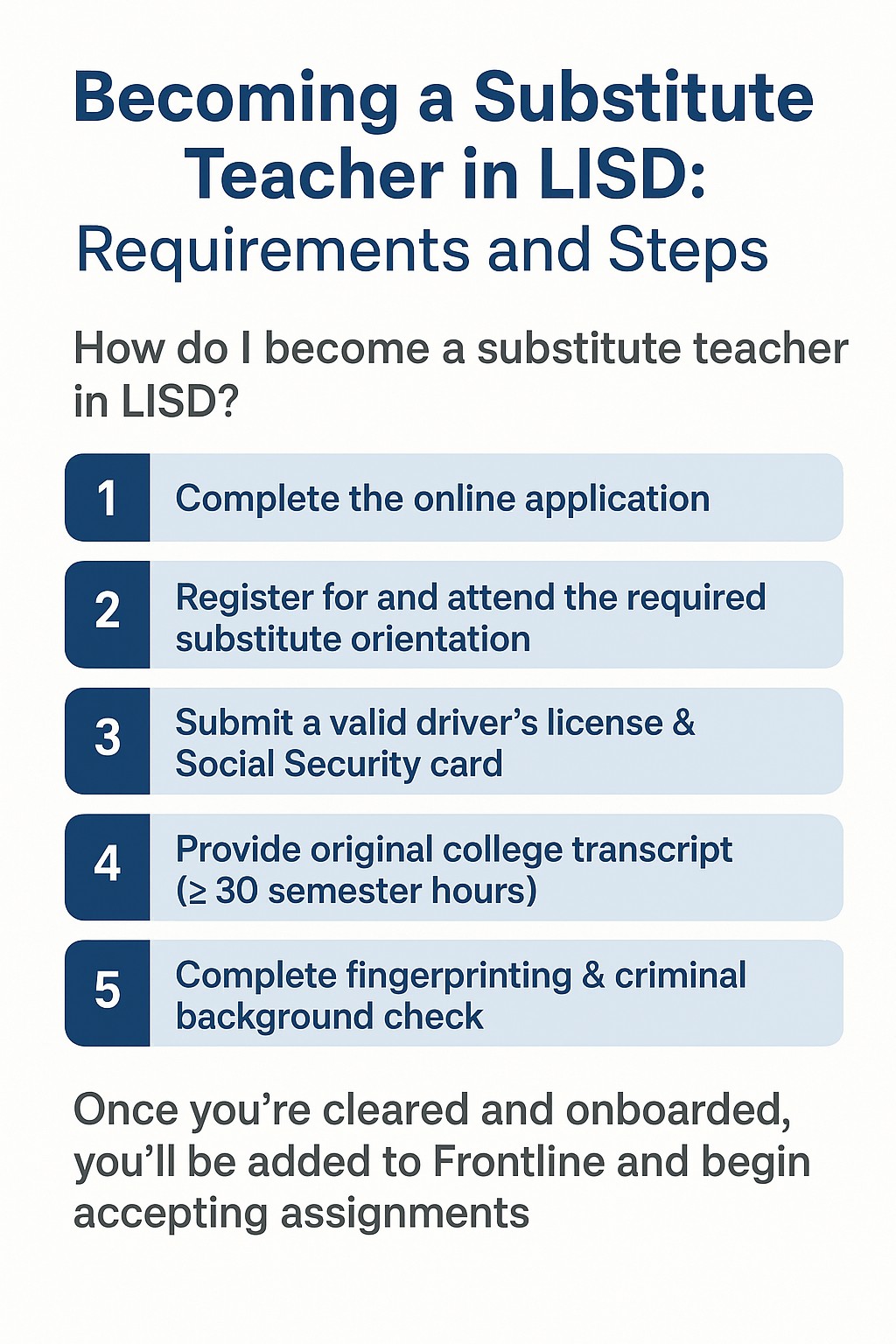Becoming a Substitute Teacher in LISD: Requirements and Steps