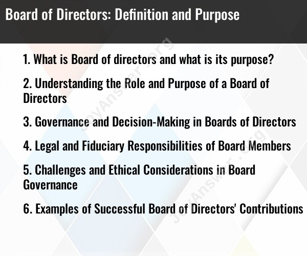 Board of Directors: Definition and Purpose