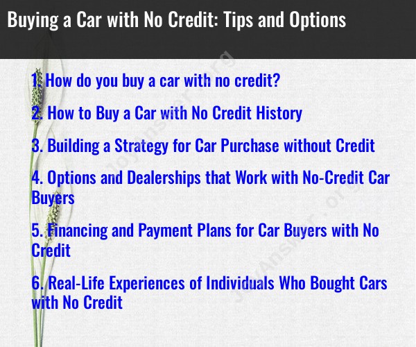 Buying a Car with No Credit: Tips and Options