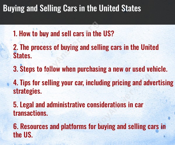 Buying and Selling Cars in the United States