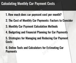 Calculating Monthly Car Payment Costs