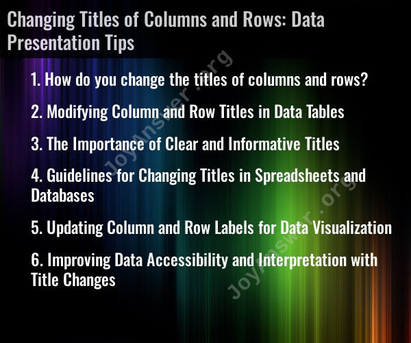 Changing Titles of Columns and Rows: Data Presentation Tips