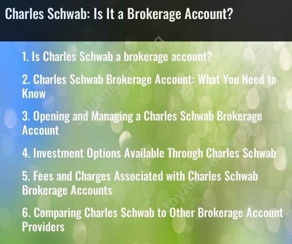 Charles Schwab: Is It a Brokerage Account?