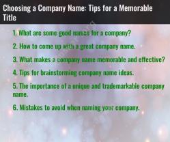 Choosing a Company Name: Tips for a Memorable Title