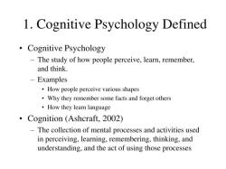 Cognitive Exploration: Areas Explored in Cognitive Psychology