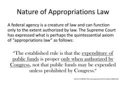 Comprehensive Coverage of Federal Appropriations Law: Feasibility