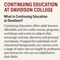 Continuing Education at Davidson College: Programs and Opportunities