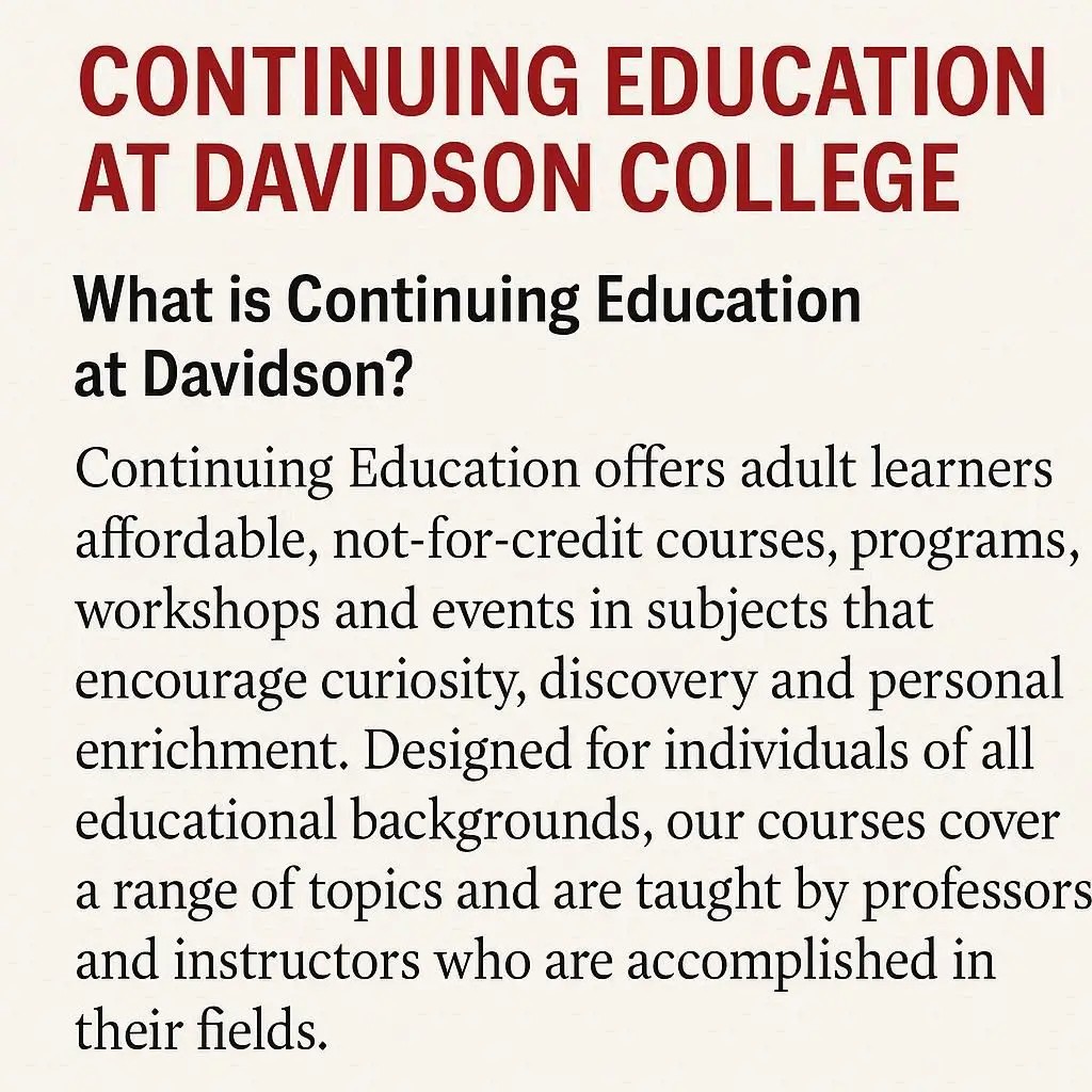 Continuing Education at Davidson College: Programs and Opportunities