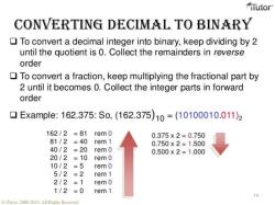 Converting Binary Numbers to Decimal Integers