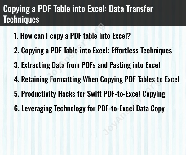 Copying a PDF Table into Excel: Data Transfer Techniques