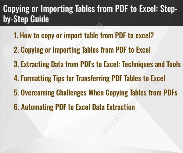 Copying or Importing Tables from PDF to Excel: Step-by-Step Guide
