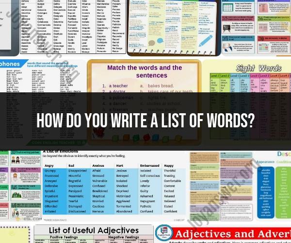 Crafting a List of Words: Structuring for Clarity