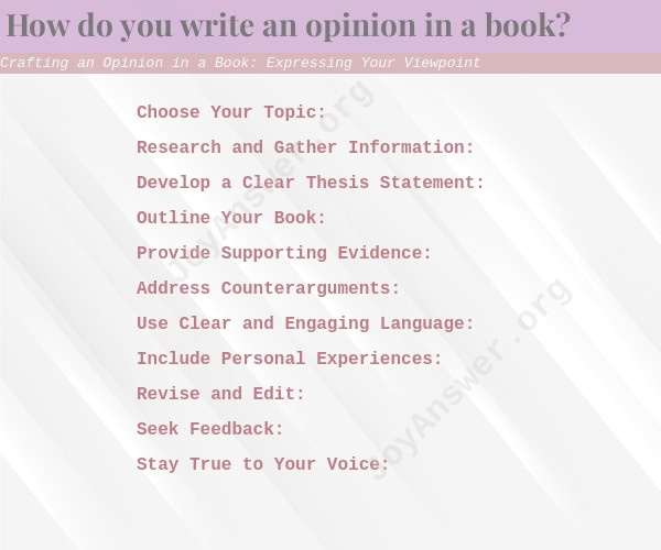 Crafting an Opinion in a Book: Expressing Your Viewpoint