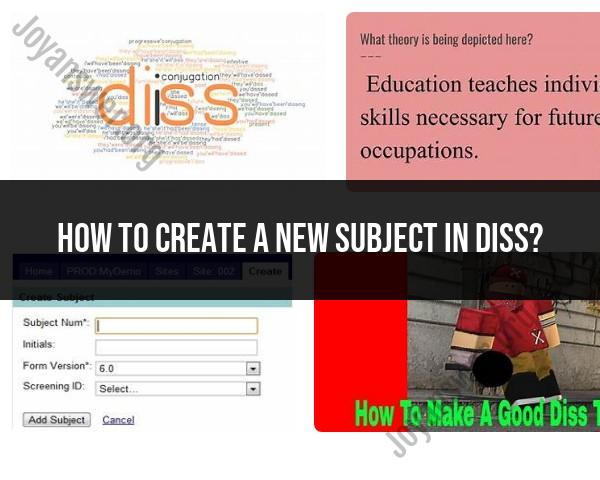 Creating a New Subject in Diss: Step-by-Step Instructions