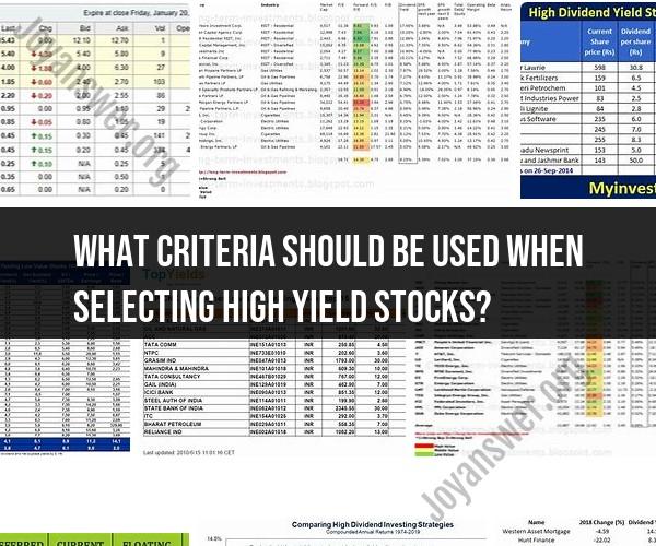 Criteria for Selecting High-Yield Stocks: Investment Strategies